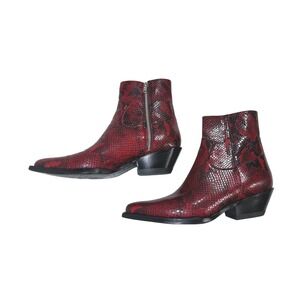 Luxxe Design Shoes Red Snake Cannes Print Western Cowboy Boots Women Sz‎ 8 EU 40